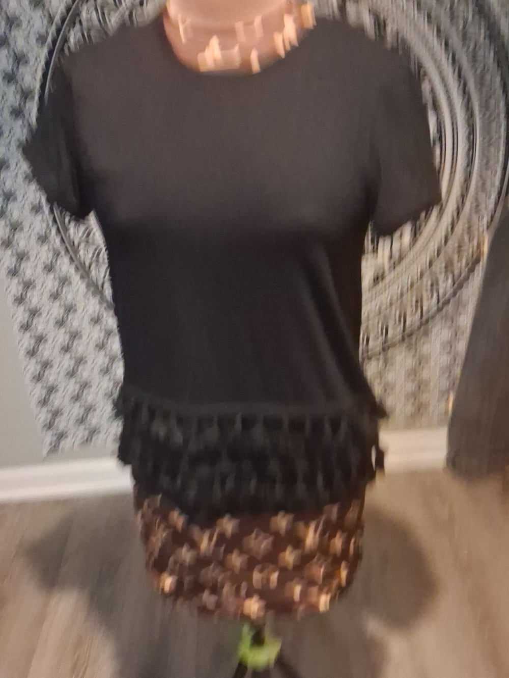 CIRATIONS Women's Black Floral Ruffle-Hem Top Size XS Like New